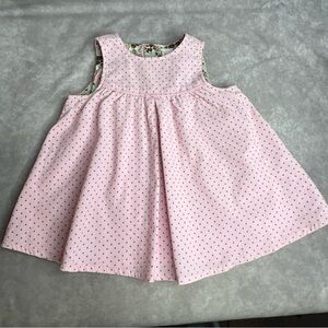 H&M Baby Girl Dress 6-9M Pink Corduroy Polka Dot Floral Lined Bodice Buttons